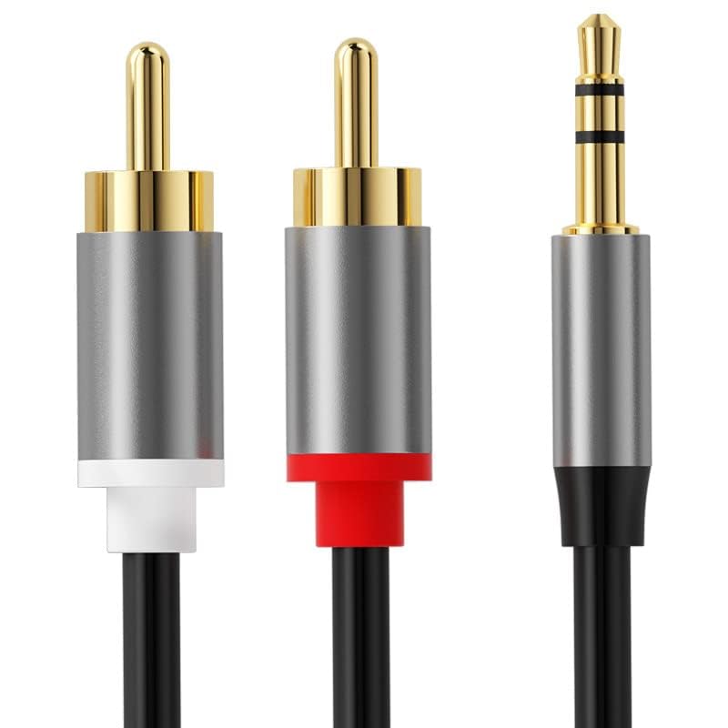 Accessonico Cable de audio RCA a 3.5 mm, 6.6 pies, adaptador RCA a conector de auriculares, salida de audio 1/8 estéreo rojo y blanco, TV a altavoces, 2 conectores RCA macho en línea